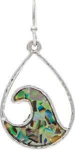 Silver Abalone Inlay Waves Earring - The Hawaii Store