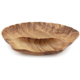 Acacia Wood Serving Tray with Fluted Edges