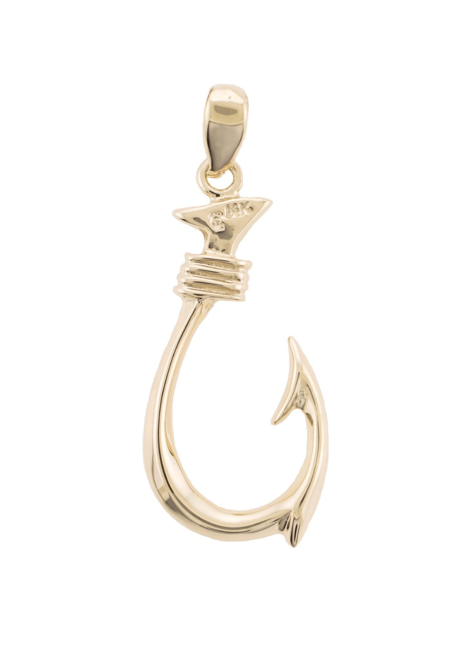 14K Fish Hook Pendant with Small Anchor On 1 1/4 Long Chain