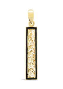 14K Gold Maile Pendant with Black Enamel - Polynesian Cultural Center