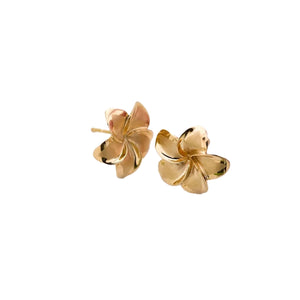 14K Gold Plumeria Earrings large - Polynesian Cultural Center