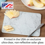White Marble Tempered Glass Cutting Board- 8"x10"