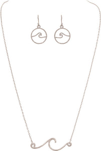 Silver Rip Curl Waves Necklace Set - The Hawaii Store