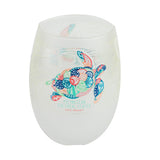 Henna Turtle Frosted Stemless Glassware with Polynesian Cultural Center logo.  