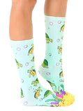 Socks with cartoon sea turtles on them