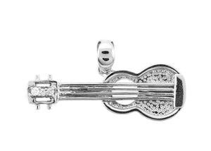 Sterling Silver Ukulele Pendant with Cubic Zirconia - Polynesian Cultural Center