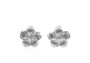 Sterling Silver Plumeria Earrings large - Polynesian Cultural Center