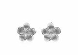Sterling Silver Plumeria Earrings large - Polynesian Cultural Center