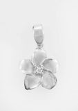 Sterling Silver Plumeria Pendant with Cubic Zirconia - Polynesian Cultural Center