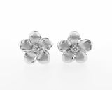 Sterling Silver Plumeria Earrings Small with Cubic Zirconia - Polynesian Cultural Center