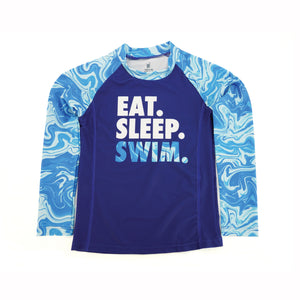 Boy's "Eat. Sleep. Swim."  Rash Guard Long Sleeve Swim Shirt