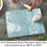 Teal Quartz Tempered Glass Cutting Board- 8" x 10"