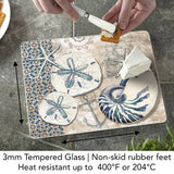 Tide Pool Shells Tempered Glass Cutting Board