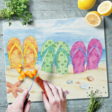"Toes in the Sand" Tempered Glass Cutting Board
