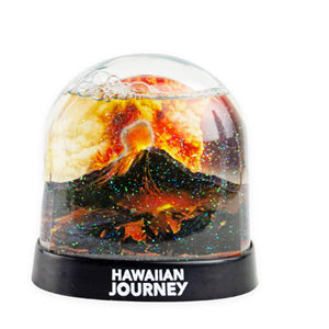 Hawaiian Journey Snow Globe with erupting volcano.